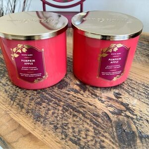 White Barn bath and body works Pumpkin Apple Candle - Red lot of 2 NIB